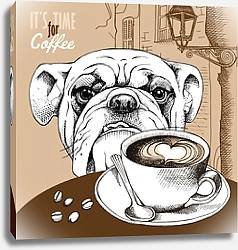 Постер Плакат с чашкой кофе и собакой 