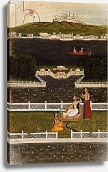 Постер Школа: Индийская 18в A beautiful woman on a lake terrace, c.1770
