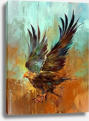 Постер Яркий стилизованный орел на текстурированном фоне