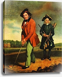 Постер Картины A gentleman golfing with his caddy
