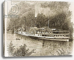 Постер Школа: Английская 19в. Excursion steamer on the Hudson River, in c.1870, from 'American Pictures', 1876