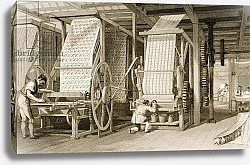 Постер Аллом Томас (грав) Calico printing in a cotton mill, engraved by James Carter c.1830