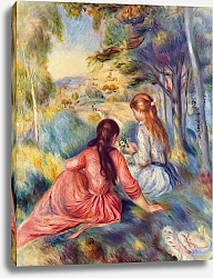 Постер Ренуар Пьер (Pierre-Auguste Renoir) Девушки на лугу