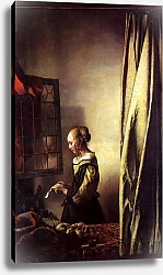 Постер Вермеер Ян (Jan Vermeer) Девушка у открытого окна, читающая письмо