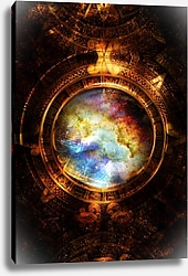 Постер Древний календарь майя и космическое пространство со звездами