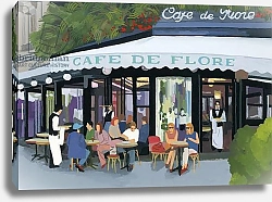 Постер Хируёки Исутзу (совр) Paris cafe and garcon and guests,2015，