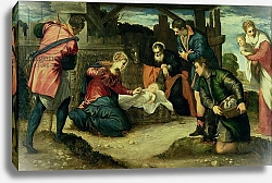 Постер Тинторетто Джакопо The Adoration of the Shepherds, 1540s