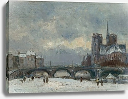 Постер Лебур Альбер Paris, Notre-Dame, neige