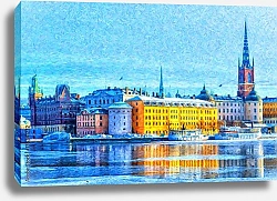Постер Стокгольмская старинная панорама города