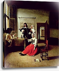 Постер Хох Питер Woman drinking with soldiers, 1658