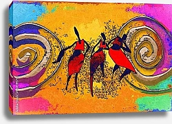 Постер Африканские силуэты на красочном фоне