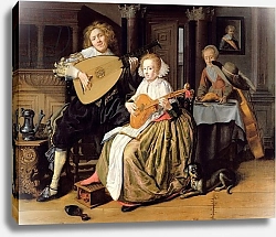 Постер Моленар Ян A Young Man Playing a Theorbo and a Young Woman Playing a Cittern, c.1630-32