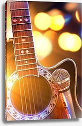 Постер Акустическая гитара и микрофон