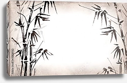 Постер Стебли бамбука, нарисованные тушью