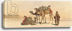 Постер Хааг Карл Resting with Three Camels in the Desert, 1859