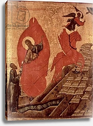 Постер Школа: Русская 17в. The Ascension of Elijah, icon, Pskov School, c.1650