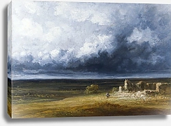 Постер Микел Джордж Штормовой пейзаж с руинами на равнине