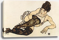 Постер Шиле Эгон (Egon Schiele) Женщина в зеленых чулках