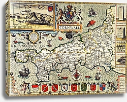 Постер Спид Джон Map of Cornwall from the 'Theatre of the Empire of Great Britain', pub. 1627