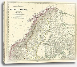 Постер Северные провинции Швеции и Норвегии и часть Росии, 1834 г. 1