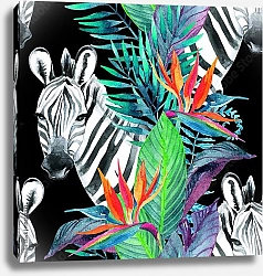 Постер Тропические джунгли с зебрами