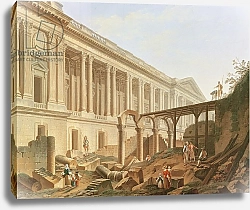 Постер Демаки Пьер Demolition of the Hotel de Bourbon and clearing the Louvre Colonnade, c.1764