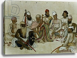 Постер Школа: Индийская 19в. Nine courtiers and servants of the Raja Patiala, c.1817