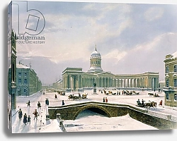 Постер Арнаут Луи (акв) Kazan Cathedral, St. Petersburg, printed by Lemercier, Paris, 1840s