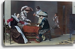Постер Дуйстер Вильям Two Men playing Tric-trac, with a Woman scoring