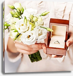 Постер Невеста с букетом цветов и обручальным кольцом