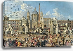 Постер Панини Джованни Паоло Preparation For the Firework Display Held at Piazza Navona, Rome, 1729 4