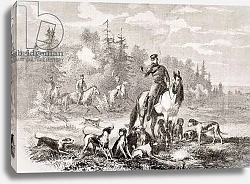 Постер Школа: Французская Alexander II hunting wolves near St. Petersburg, from 'L'Univers Illustré', 1866