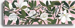 Постер Мур Меган (совр) Chickadees on a Southern Magnolia