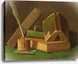 Постер Харнетт Уильям Still life with books and ink well