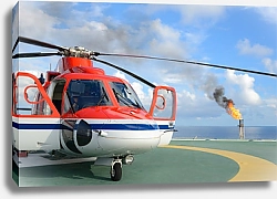 Постер Вертолет на нефтяной платформе