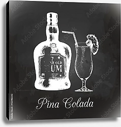 Постер Пина-колада и бутылка рома