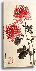 Постер Две красные хризантемы
