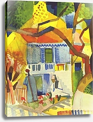 Постер Макке Огюст (Auguste Maquet) Внутренний двор усадьбы в Сен-Жермене