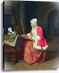 Постер Метсю Габриэль Рисующая молодая женщина