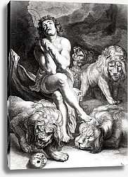 Постер Рубенс (последователи) Daniel in the Lions' Den, engraved by Abraham Blooteling