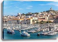 Постер Франция, Марсель. Вид на порт и Нотр-Дам