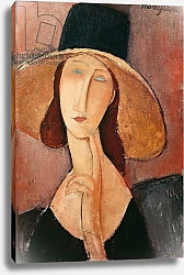Постер Модильяни Амедео (Amedeo Modigliani) Portrait of Jeanne Hebuterne in a large hat, c.1918-19