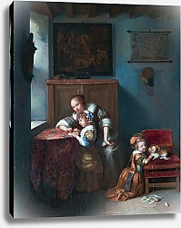 Постер Нетшер Каспар Леди, учащая ребенка читать