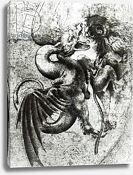 Постер Леонардо да Винчи (Leonardo da Vinci) Fight between a Dragon and a Lion