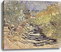 Постер Ван Гог Винсент (Vincent Van Gogh) A Road in St. Remy with Female Figures, 1889