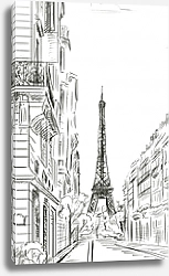 Постер Париж в Ч/Б рисунках #36