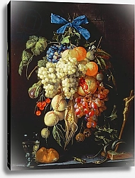 Постер Хеем Корнелис Bouquet of Fruit with Eucharistic Symbols on a Ledge Below
