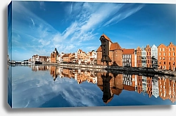 Постер Польша. Cityscape of Gdansk, view across the river
