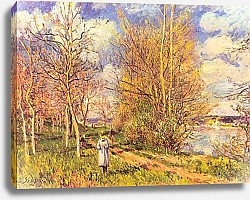 Постер Сислей Альфред (Alfred Sisley) Весенняя лужайка в Би