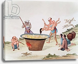 Постер Школа: Китайская 19в. Plunging a woman into boiling water